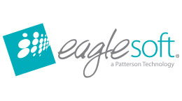 Eaglesoft logo with teal square and white circular shapes on the left, and the words “eaglesoft a Patterson Technology” in gray script and print on the right.