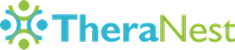 TheraNest logo featuring a blue and green abstract design on the left and the word "TheraNest" in blue and green text on the right.